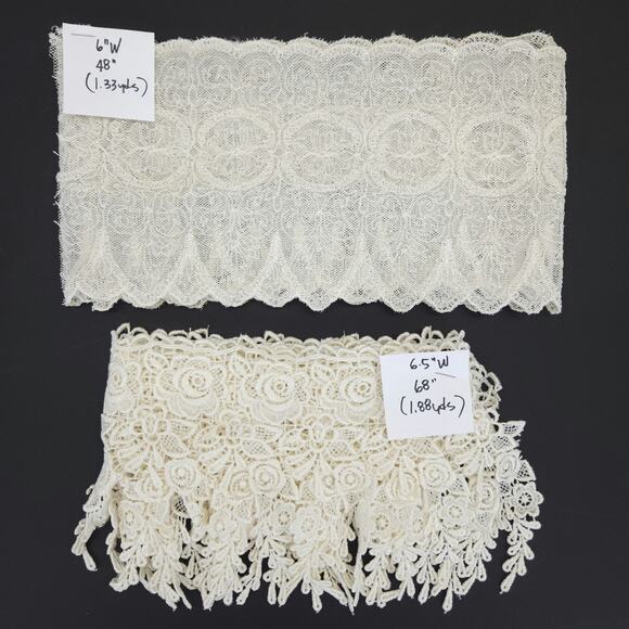 VTG Venice Lace Trims Remnants Applique Ecru Bridal Sewing Mixed Media 26pcs - Picture 5 of 11